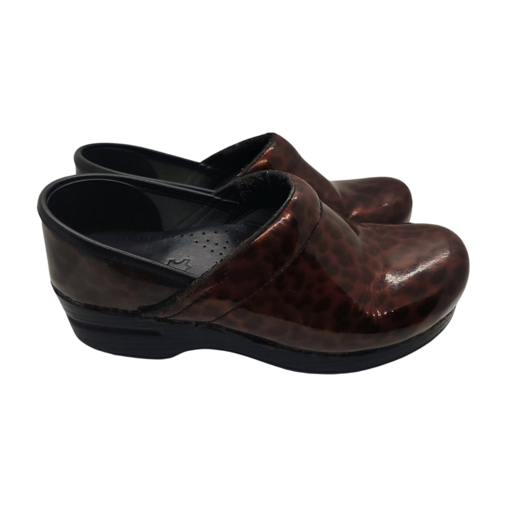 Dansko Women's Professional Leopard Print Clog Tortoise Shell Patent 6.5-7